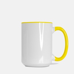 [K21-YW] Mug Deluxe 15 oz. (Yellow + White)